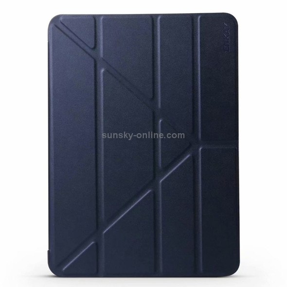 ENKAY Lambskin Texture + TPU Bottom Case Horizontal Deformation Flip Leather Case for iPad Pro 11 inch (2018)?with Three-folding Holder & Sleep / Wake-up Function (Blue)