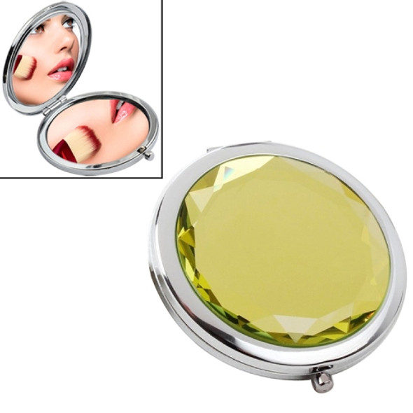 Metal Crystal Makeup Mirror Folding Double Mirror(Yellow)