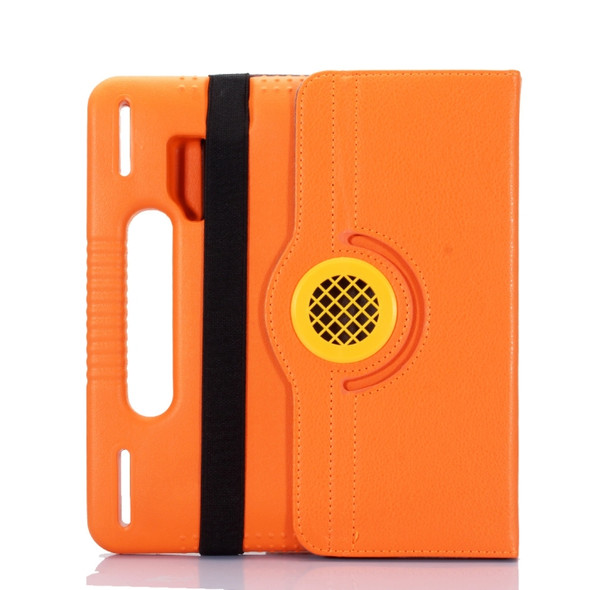 For iPad mini 4 / 3 / 2 / 1 7.9 inch 360 Degree Rotation Leather Case + Removable EVA Bumper Protective Cover with Handle & 3 Gears Holder & Sleep / Wake-up(Orange)