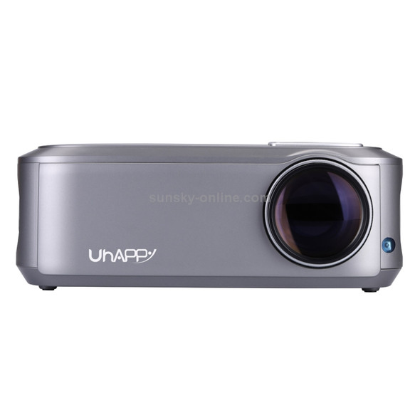 UHAPPY U76 Single LCD Panel 1080P LED HD Mini Projector with Remote Control, Support AV / VGA / USB  x 2 / HDMI x 2 / Y.Pb.Pr (Grey)