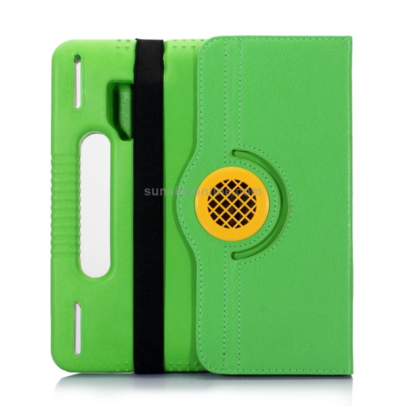 For iPad mini 4 / 3 / 2 / 1 7.9 inch 360 Degree Rotation Leather Case + Removable EVA Bumper Protective Cover with Handle & 3 Gears Holder & Sleep / Wake-up(Green)