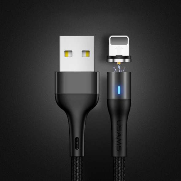 USAMS US-SJ352 U32 8 Pin to USB Aluminium Alloy Magnetic Charging Data Cable, Length: 1m(Black)