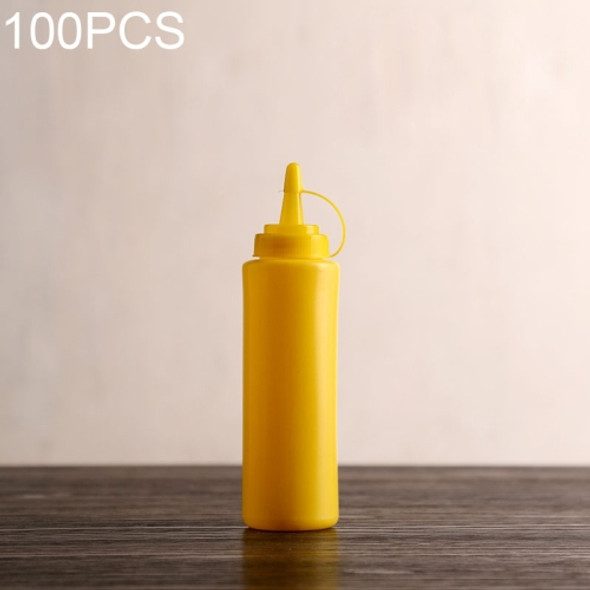 100 PCS Sauce Honey Cream Oi Tomato Jam Squeeze Bottle Cake Sushi Decoration Tools(240ML Yellow)