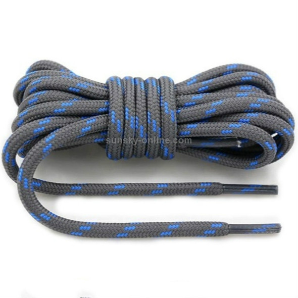 2 Pairs Round High Density Weaving Shoe Laces Outdoor Hiking Slip Rope Sneakers Boot Shoelace, Length:160cm(Dark Gray-Blue)