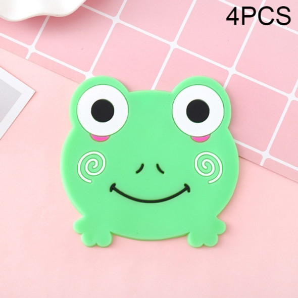4 PCS Cartoon Coffee Silicone Cup Mat Placemat Drink Coaster Kitchen Table Pad(Green)