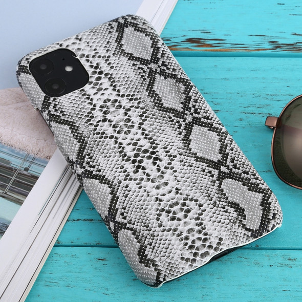 For iPhone 11 Snakeskin Pattern Paste Skin Protective Case(White)