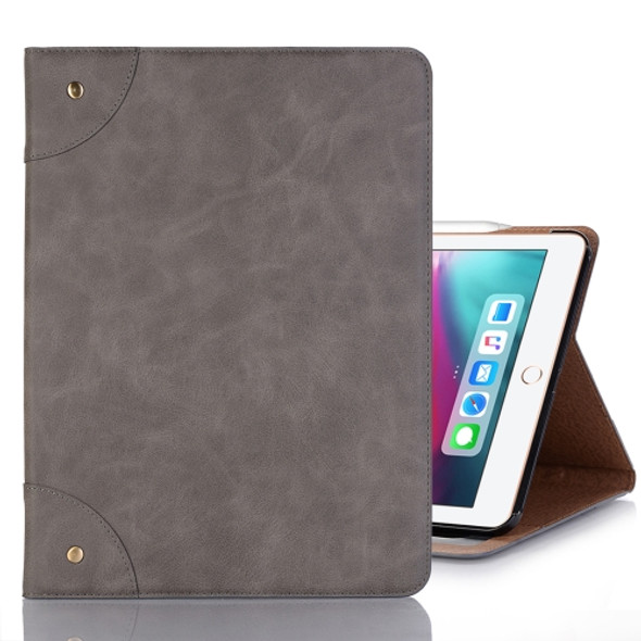 Retro Book Style Horizontal Flip PU Leather Case for iPad Pro 12.9 inch (2018), with Holder & Card Slots & Wallet (Grey)