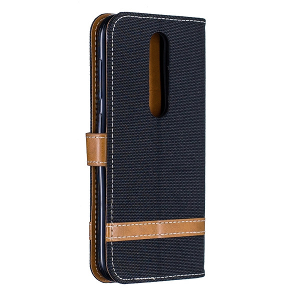 Color Matching Denim Texture Leather Case for Nokia 4.2, with Holder & Card Slots & Wallet & Lanyard(Black)