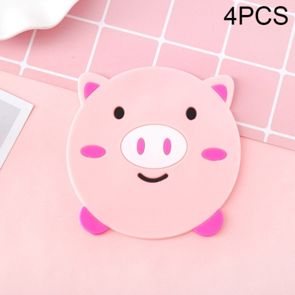 4 PCS Cartoon Coffee Silicone Cup Mat Placemat Drink Coaster Kitchen Table Pad(Pink)