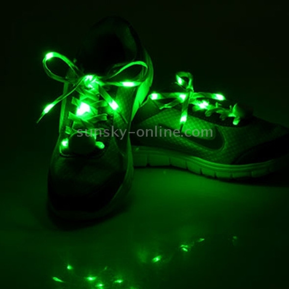 1 Pair LED Fluorescent Flat Shoelaces with Button, Length: about 113cm(Green)