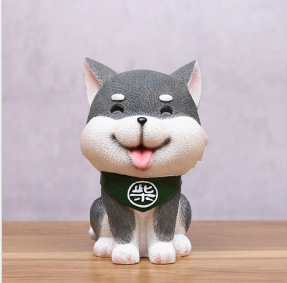 Grey Cute Resin Dog Piggy Bank Box Cute Gift Home Decoration, Size:Medium