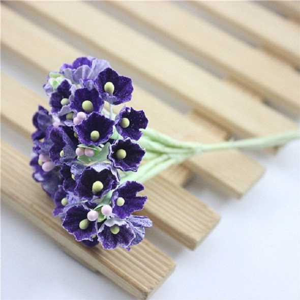 5 Branches DIY Hand-simulated Plum Mini Flocking Cloth Lucky Flower(Purple)