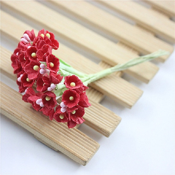 5 Branches DIY Hand-simulated Plum Mini Flocking Cloth Lucky Flower(Red)
