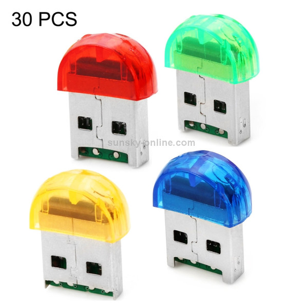 30 PCS Firefly Shape USB 2.0 TF Card Reader, Random Color Delivery(Baby Blue)