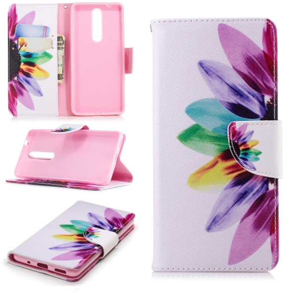 Colored Drawing Pattern Horizontal Flip Leather Case for Nokia 5.1, with Holder & Card Slots & Wallet(Sunflower)