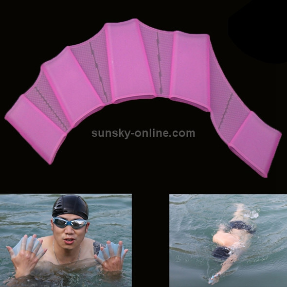 Silicone Swimming Web Fins Hand Flippers Training Gloves, S(Magenta)