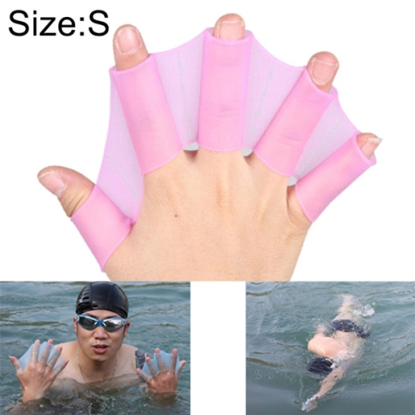 Silicone Swimming Web Fins Hand Flippers Training Gloves, S(Magenta)