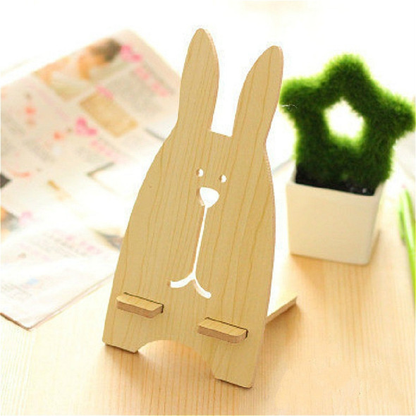 4 PCS Cartoon Rabbit cCandy Color Wooden Phone Holder(Wood Color)