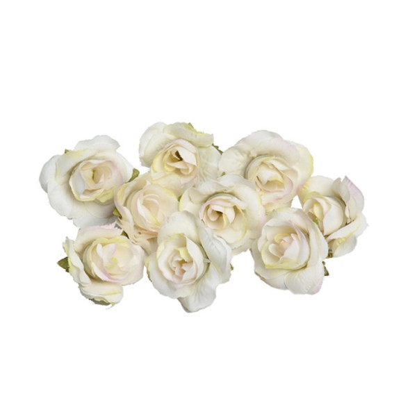 10 Sets 4cm Artificial Flower Silk Rose Flower Head for Wedding Party Home Decoration(Milk White )