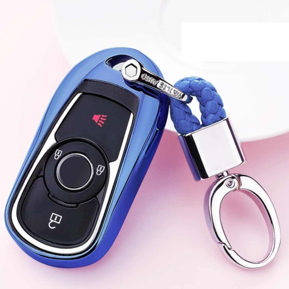 Electroplating TPU Single-shell Car Key Case with Key Ring for BUICK Hideo / VERANO / Regal / Lacrosse / Excelle / ENVISION (Blue)