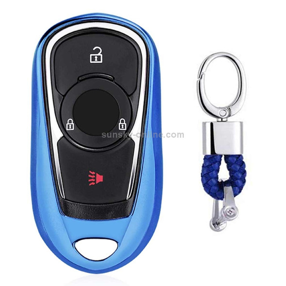 Electroplating TPU Single-shell Car Key Case with Key Ring for BUICK Hideo / VERANO / Regal / Lacrosse / Excelle / ENVISION (Blue)