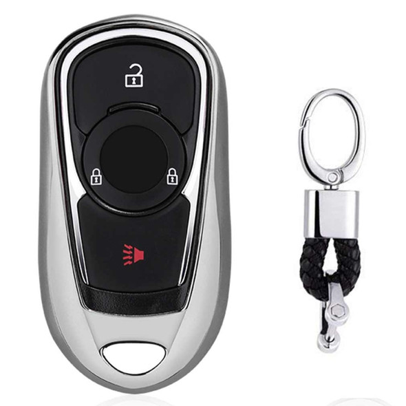 Electroplating TPU Single-shell Car Key Case with Key Ring for BUICK Hideo / VERANO / Regal / Lacrosse / Excelle / ENVISION (Silver)