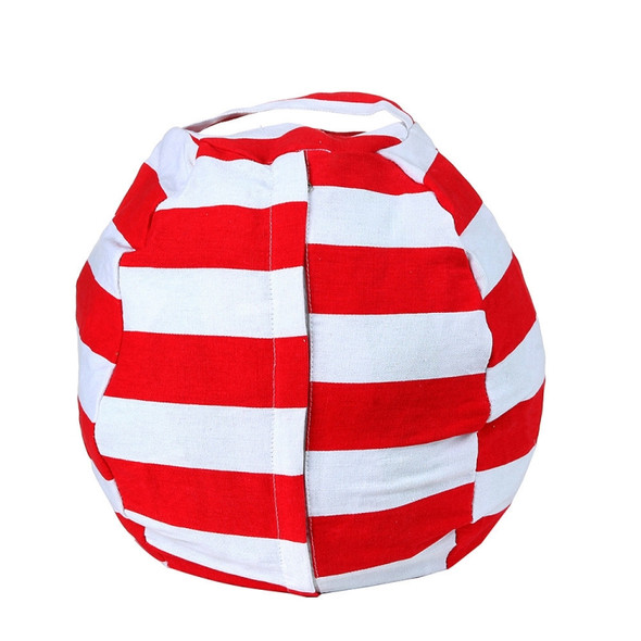 Ball Shaped Stuffed Storage Bag Children Play Toys Organizer Bag with Handle & Zipper, Size: 18 inch(Red Stripes)