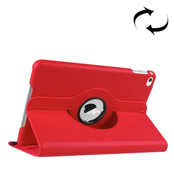 Litchi Texture 360 Degree Rotating Smart Leather Case with Holder for iPad mini 4 / mini 5(Red)