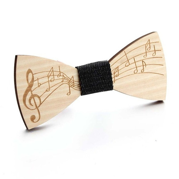 Men Musical Note Pattern Wooden Bow-knot Bow Tie(Cowboy Black)