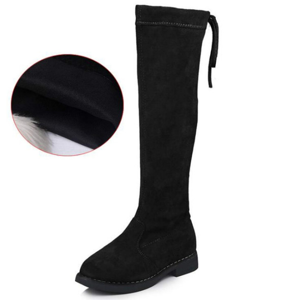 Girls Over-The-Knee High Boots, Size:36(Black without velvet)