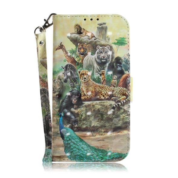 3D Painting Zoo Pattern Coloured Drawing Horizontal Flip Leather Case for LG K50, with Holder & Card Slots & Wallet