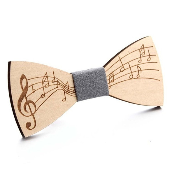 Men Musical Note Pattern Wooden Bow-knot Bow Tie(Cowboy Gray)
