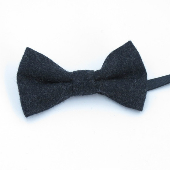 Children Solid Color Wool Fabric Bow-knot Bow Tie(Black)