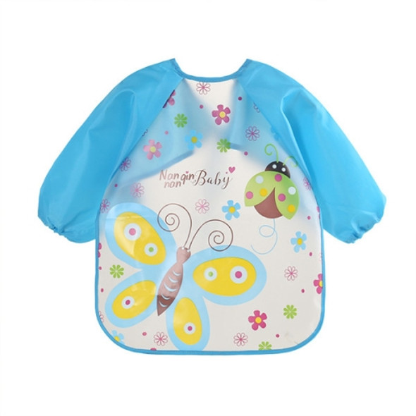 Baby Bibs Waterproof Long Sleeve Apron, Size:One Size(Blue Betterfly)