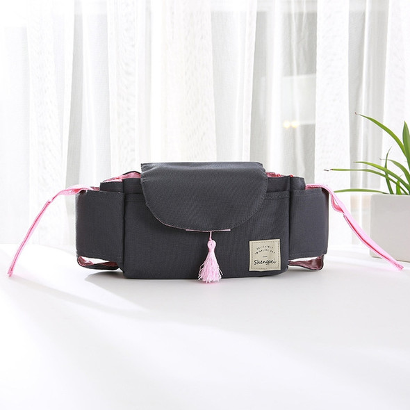 Baby Stroller Accessories Bag Bottle Bag Stroller Organizer Baby Carriage Cup Bag(Pink Tassel)