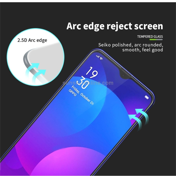 PINWUYO 9H 2.5D Full Screen Tempered Glass Film for OPPO F11 / A9 (Black)