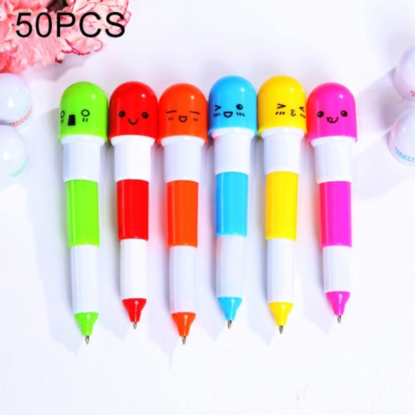 50 PCS Creative Cute Retractable Capsule Expression Ballpoint Pens Gift School Stationery Office Supply, Random Color Delivery