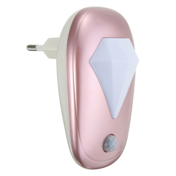 Light Control + Human Body Induction Auto Sensor Smart LED Night Light Emergency Lamp for Bedroom, Bathroom, Kitchen, Corridor Aisle, AC 100-240V, EU Plug(Rose Gold)