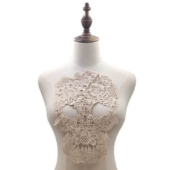 Light Brown Lace Three-dimensional Hollow Corsage Skull Head Embroidery Cloth Sticker DIY Clothing Accessories, Size: About 31 x 21cm