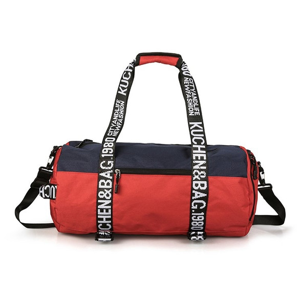 Oxford Cloth Shoulder Sports Gym Travel Handbag (Blue Red)