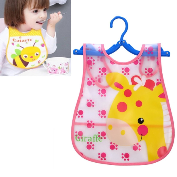 5 PCS Adjustable Baby Bibs Plastic Waterproof Lunch Feeding Bibs Baby Cartoon Feeding Cloth Children Baby Apron(Pink Giraffe)