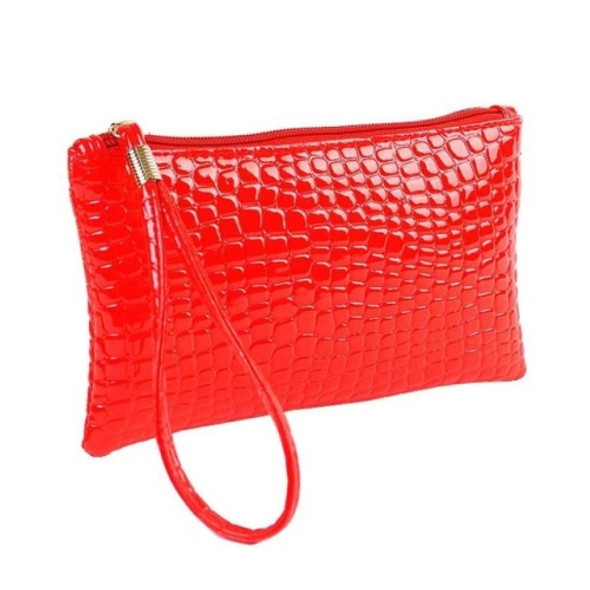 Fashion Long Crocodile Pattern Ladies Clutch Wallet(Red)