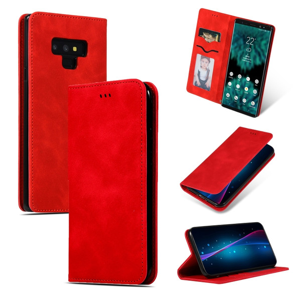 Retro Skin Feel Business Magnetic Horizontal Flip Leather Case for Galaxy Note 9(Red)
