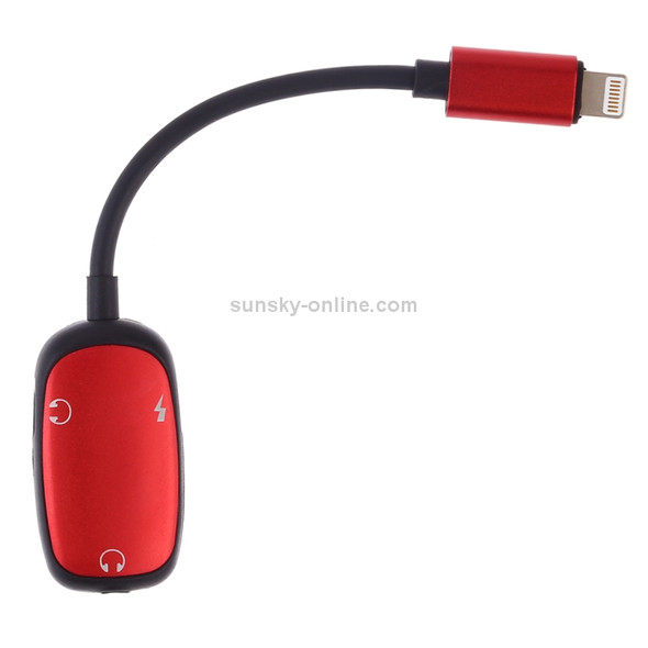 8 Pin to 8 Pin Charging Interface + 8 Pin Earphone Interface + 3.5mm Audio Interface Earphone Adapter(Red)