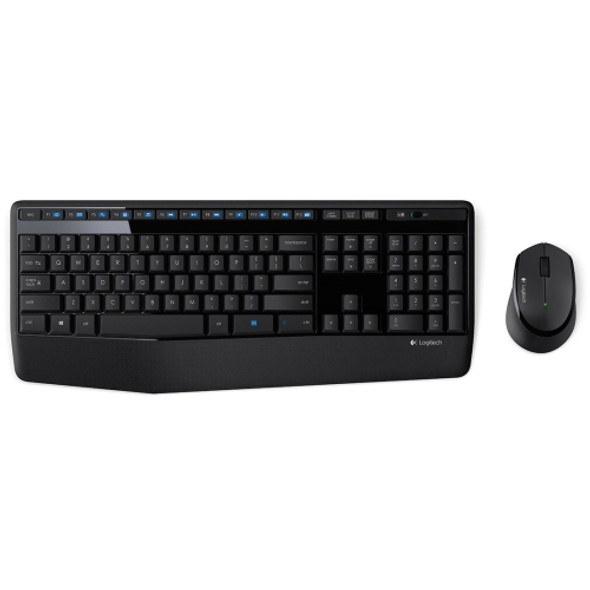 Logitech MK345 Wireless Full-size Keyboard + 2.4GHz 1000DPI Wireless Optical Mouse Set with Nano Receiver (Black)