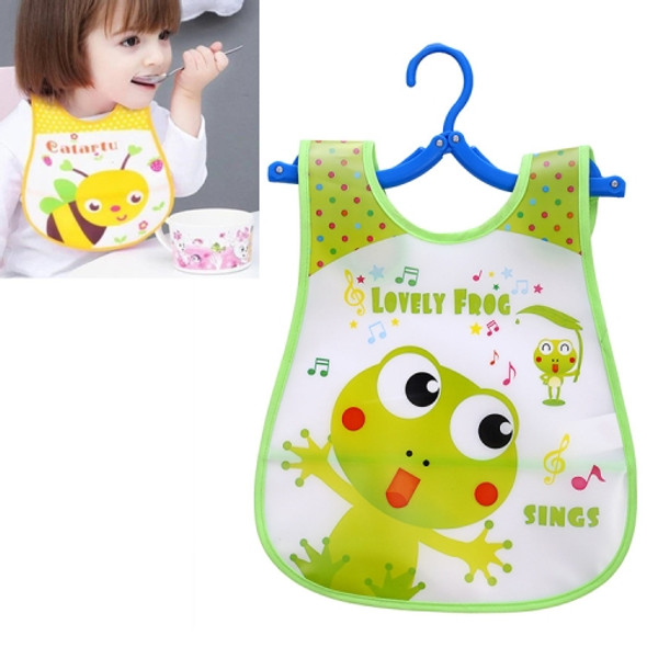 5 PCS Adjustable Baby Bibs Plastic Waterproof Lunch Feeding Bibs Baby Cartoon Feeding Cloth Children Baby Apron(Green Frog)