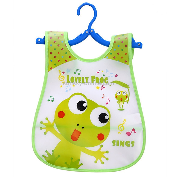 5 PCS Adjustable Baby Bibs Plastic Waterproof Lunch Feeding Bibs Baby Cartoon Feeding Cloth Children Baby Apron(Green Frog)