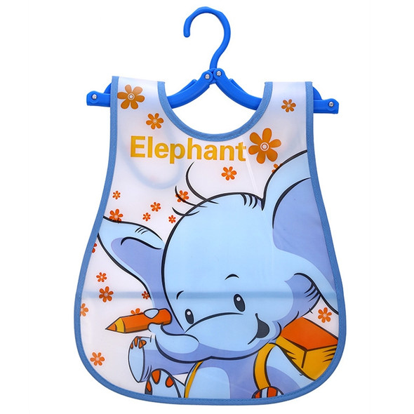 5 PCS Adjustable Baby Bibs Plastic Waterproof Lunch Feeding Bibs Baby Cartoon Feeding Cloth Children Baby Apron(Blue Elephant)