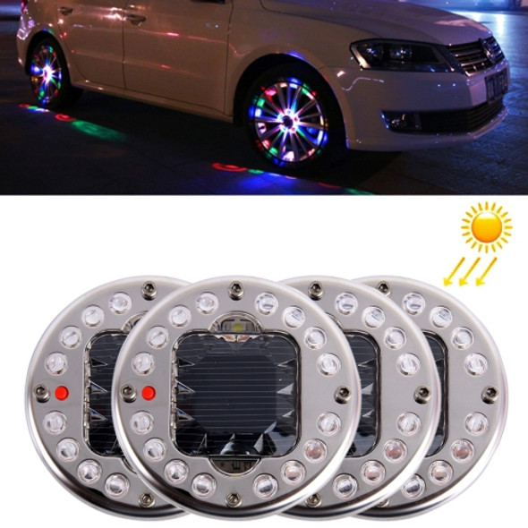 4 PCS Solar High Power Car LED Colorful Wheel Lights(Colorful Light)