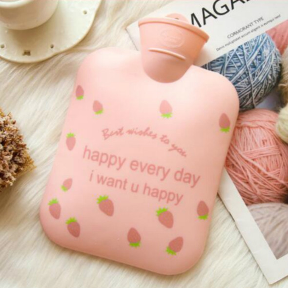 Portable Winter Warm Friendly PVC Water Injection Hot Water Bag, Size:Large(Pink Strawberry)